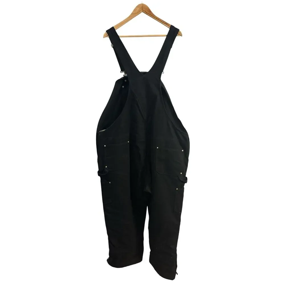 Carhartt Men's Black R41 Quilt Lined Duck Bib Overalls Double Knee Sz 52x30 BIG